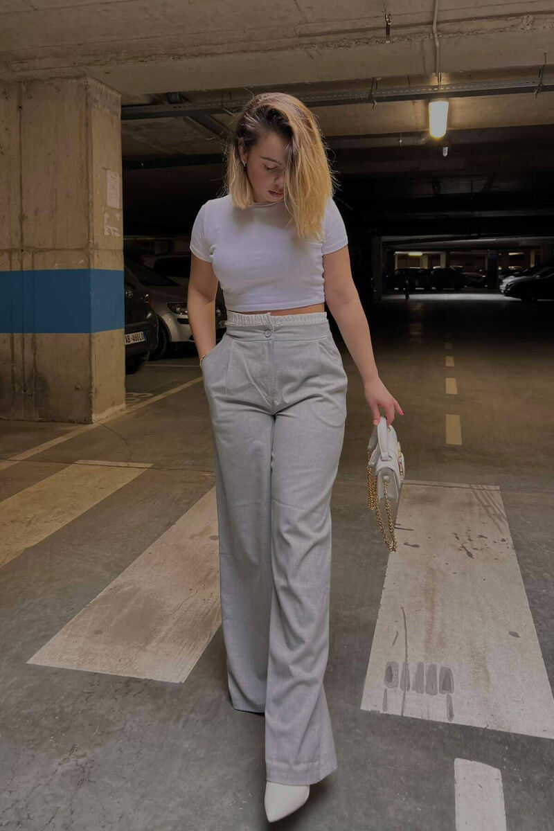 SIMPLE WOMAN TROUSERS IN LIGHT GREY COLOR - 2