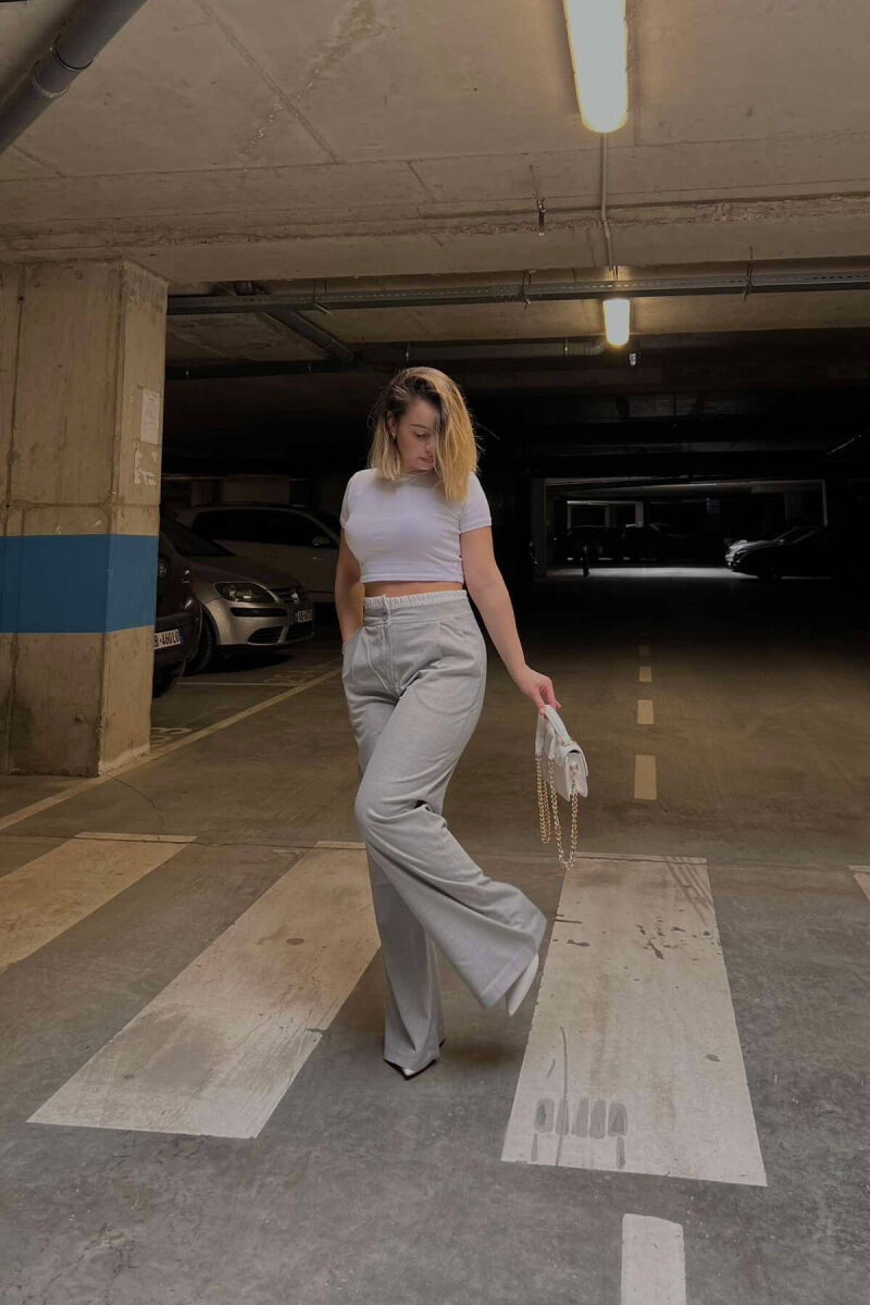 SIMPLE WOMAN TROUSERS IN LIGHT GREY COLOR - 3