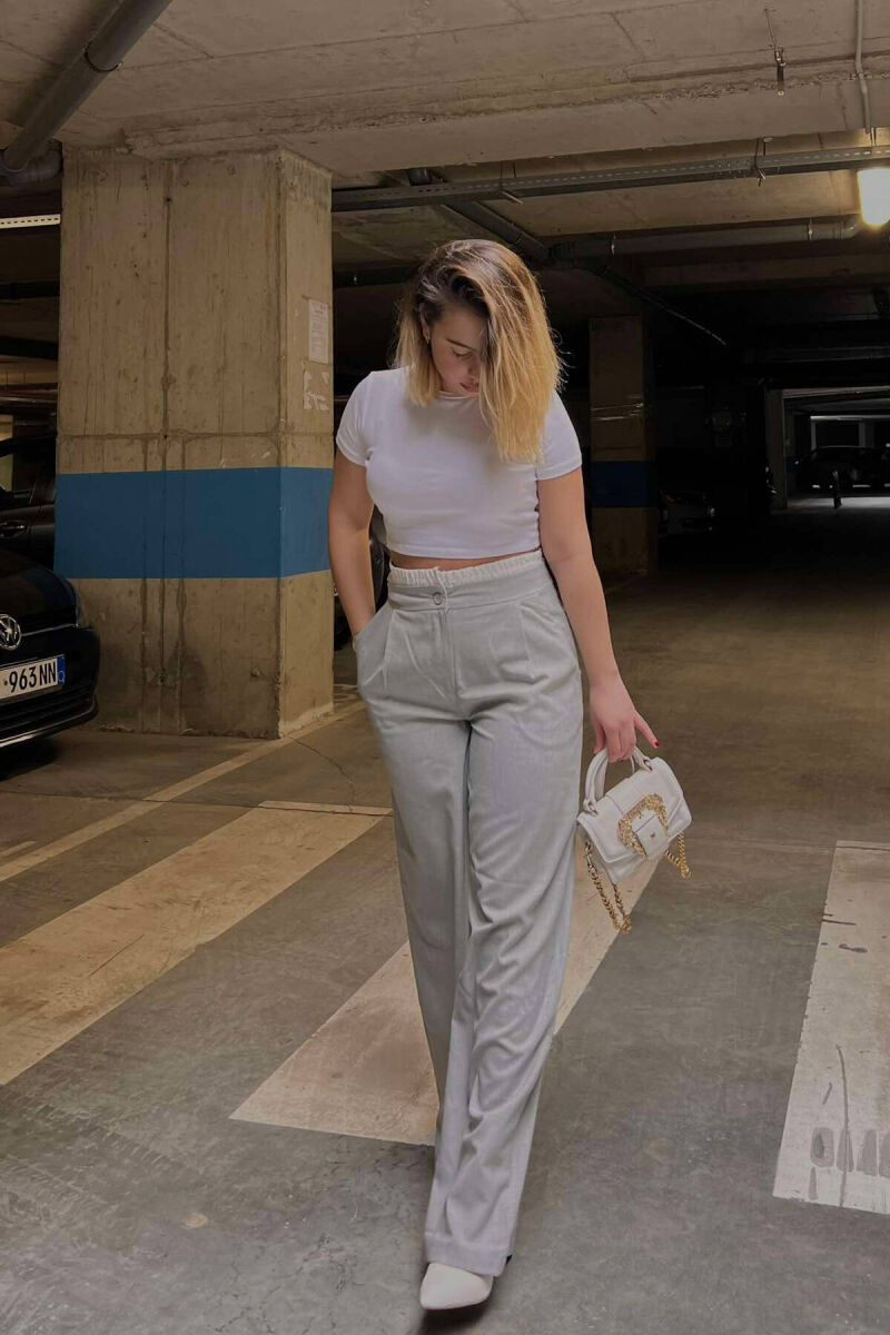 SIMPLE WOMAN TROUSERS IN LIGHT GREY COLOR - 4