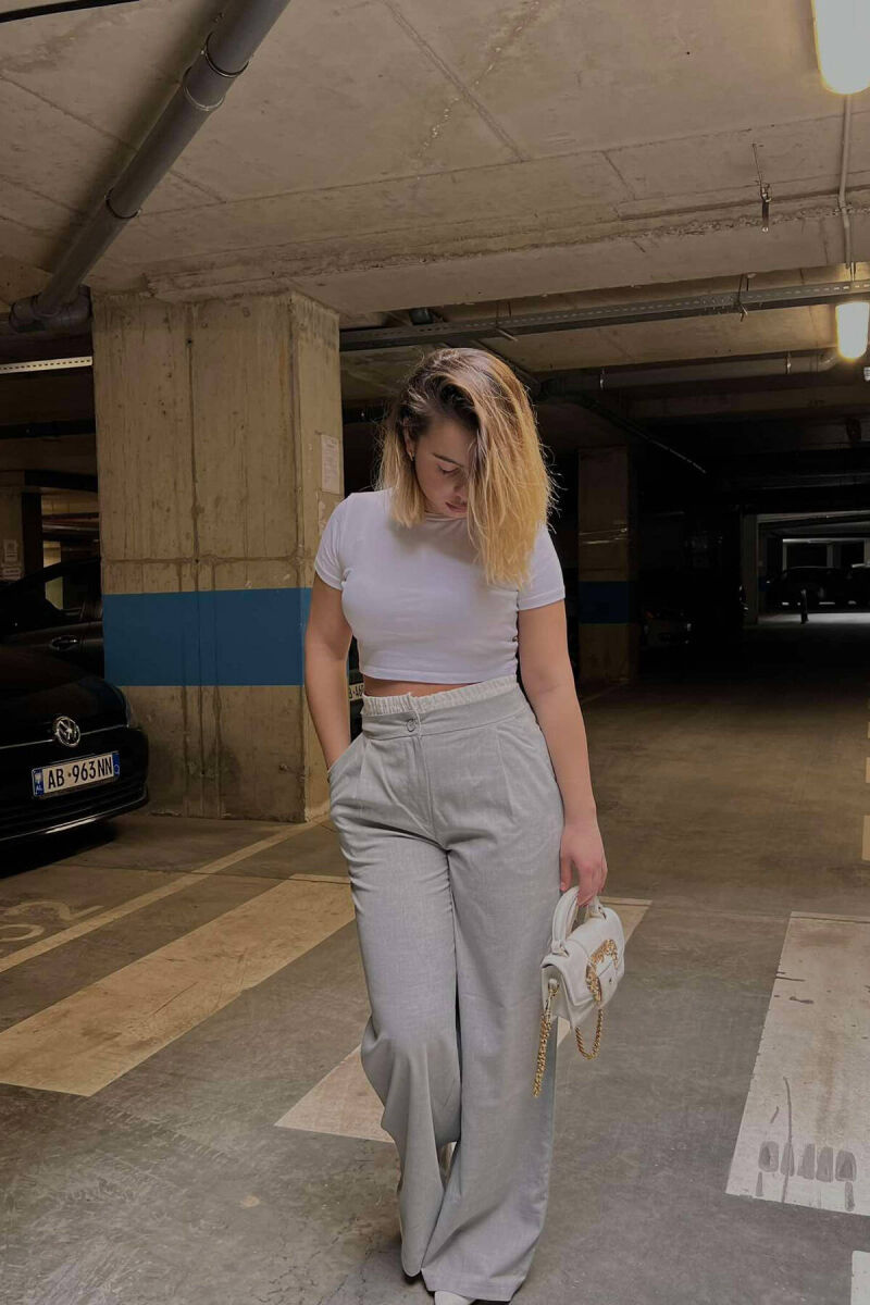 SIMPLE WOMAN TROUSERS IN LIGHT GREY COLOR - 5