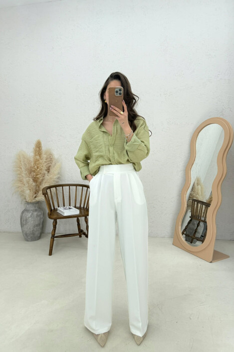 SIMPLE WOMAN TROUSERS WHITE-E BARDHE - KLAUDIO FASHION