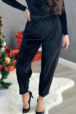 SIMPLE WOMAN VELVET PANTS BLACK/ E ZEZE 