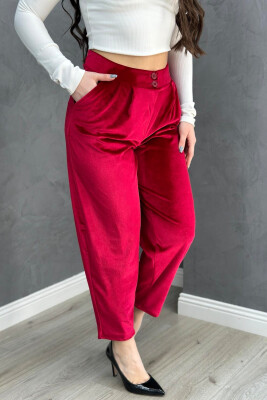 SIMPLE WOMAN VELVET PANTS BUYRDGUNDY/VISHNJE 