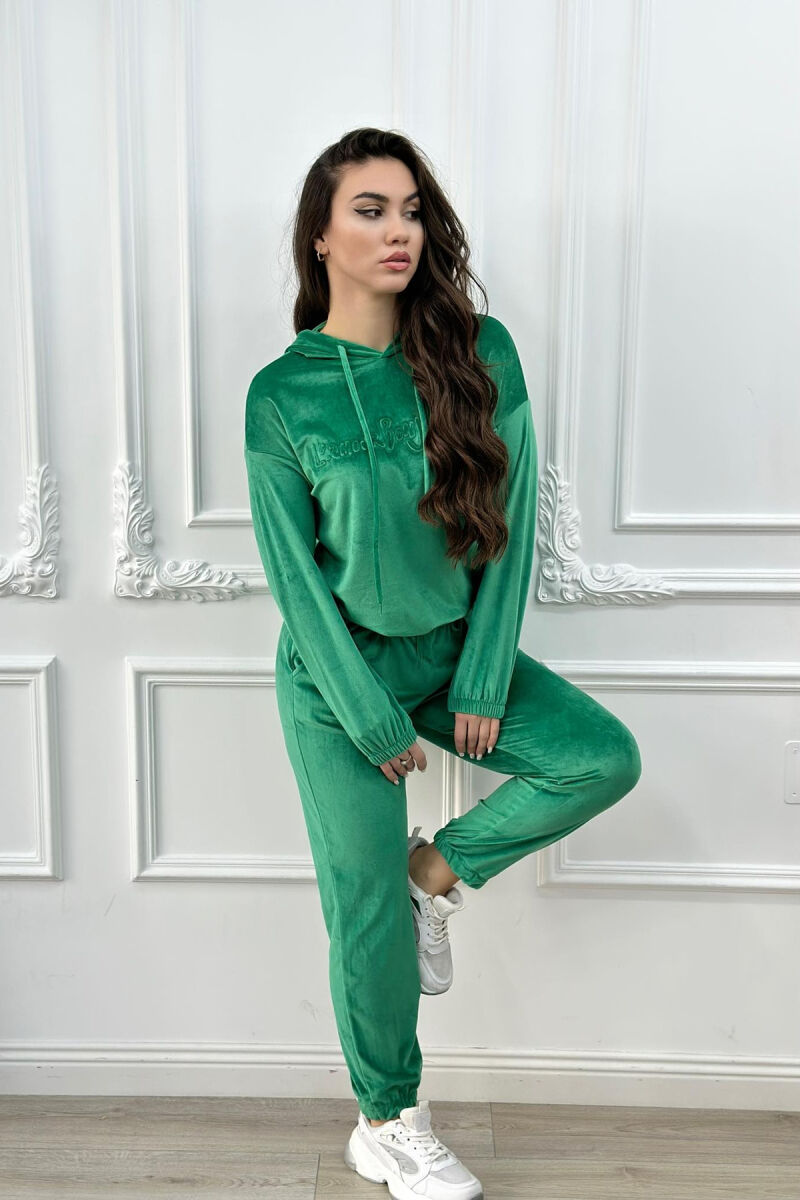 SIMPLE WOMAN VELVET SUIT GREEN/JESHILE - 1