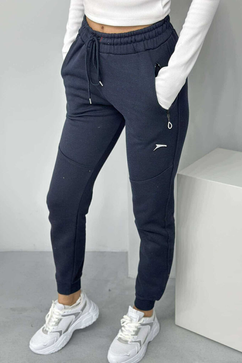 SIMPLE WOMEN FLUFFY SWEATPANTS DARK BLUE/BEE - 3