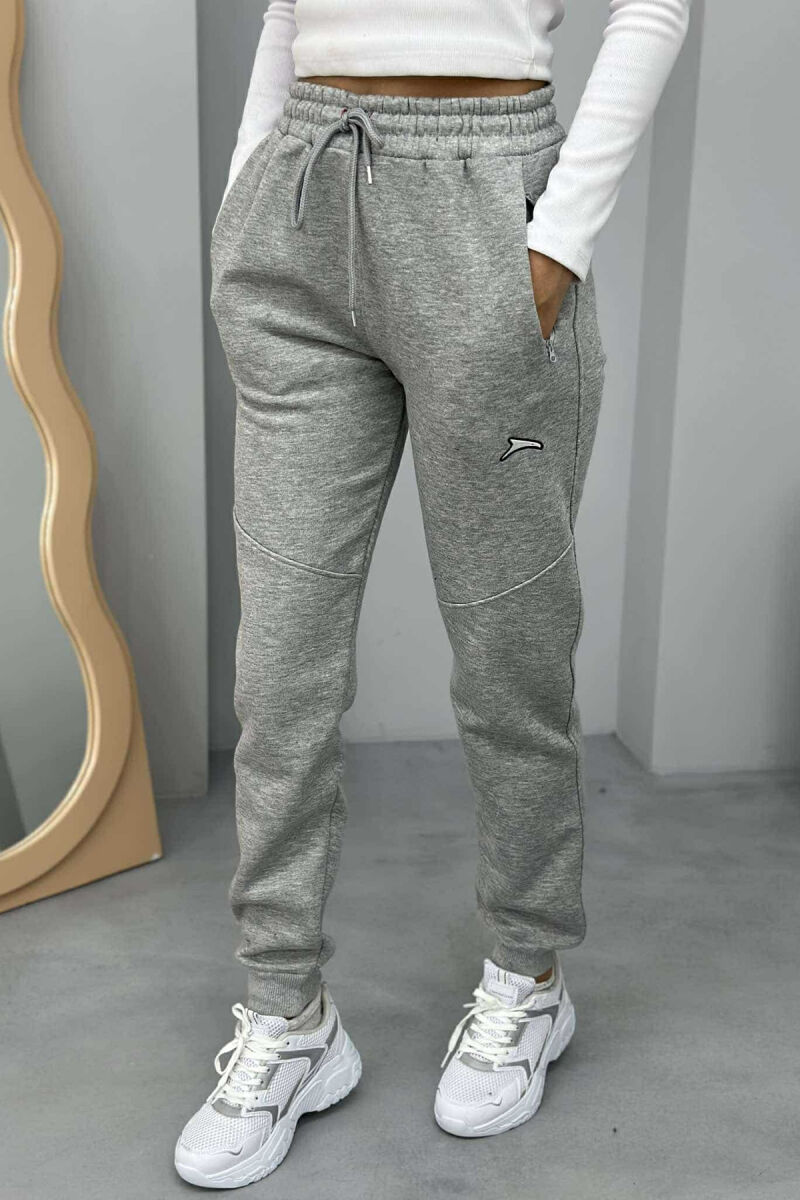 SIMPLE WOMEN FLUFFY SWEATPANTS LIGHT GREY/GZ - 1