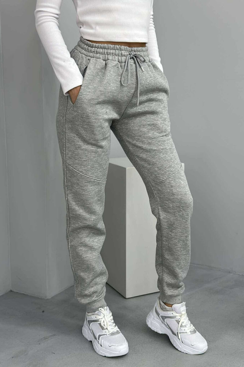 SIMPLE WOMEN FLUFFY SWEATPANTS LIGHT GREY/GZ - 2