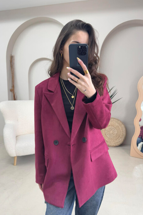 SIMPLE WOMEN JACKET IN BURGUNDY COLOR - 3