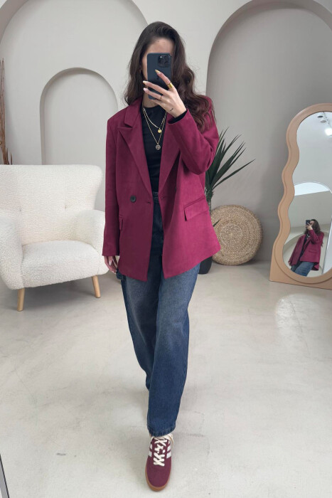 SIMPLE WOMEN JACKET IN BURGUNDY COLOR - 6