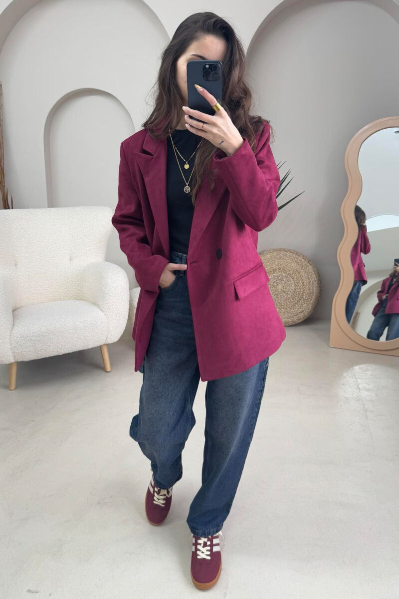 SIMPLE WOMEN JACKET IN BURGUNDY COLOR - 7