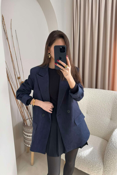 SIMPLE WOMEN JACKET IN DARK BLUE COLOR - 2