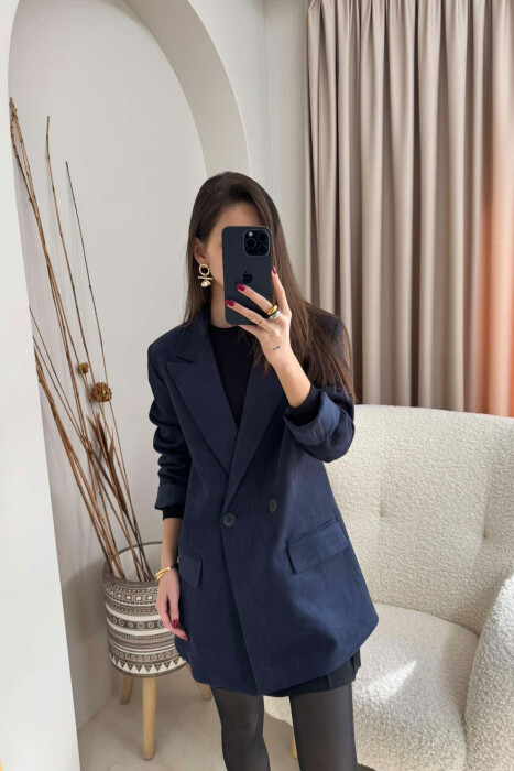 SIMPLE WOMEN JACKET IN DARK BLUE COLOR - 3