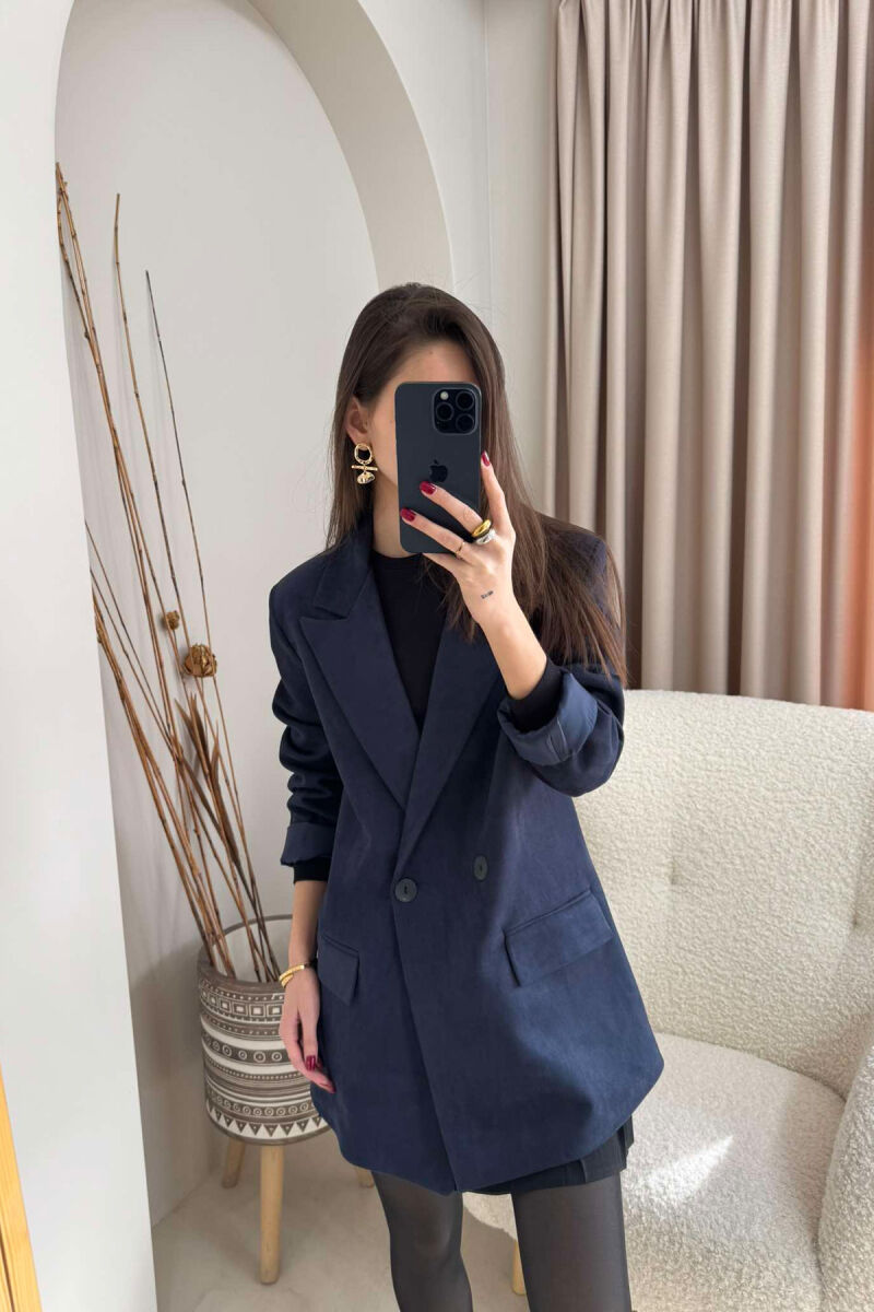 SIMPLE WOMEN JACKET IN DARK BLUE COLOR - 4