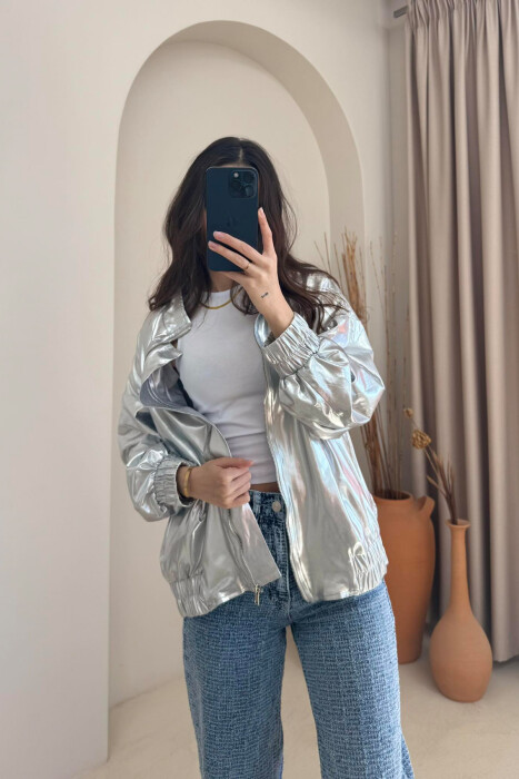 SIMPLE WOMAN JACKET IN SILVER COLOR - 2