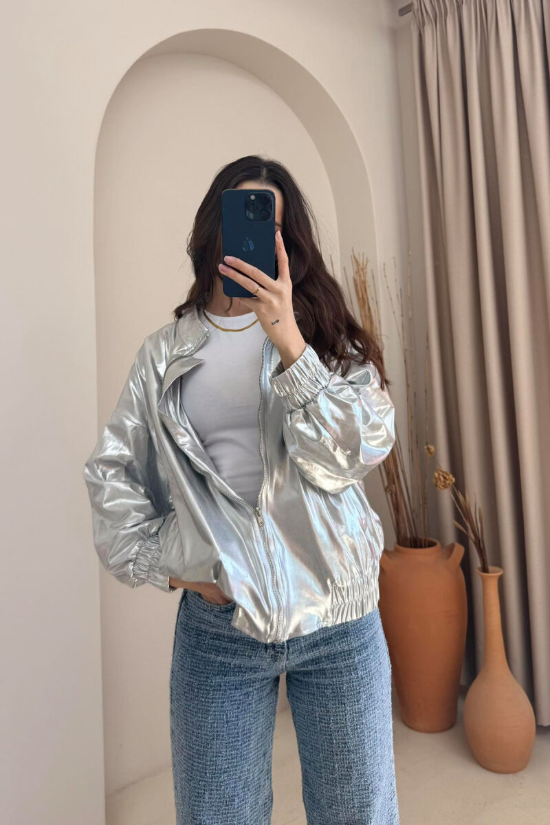 SIMPLE WOMAN JACKET IN SILVER COLOR - 3