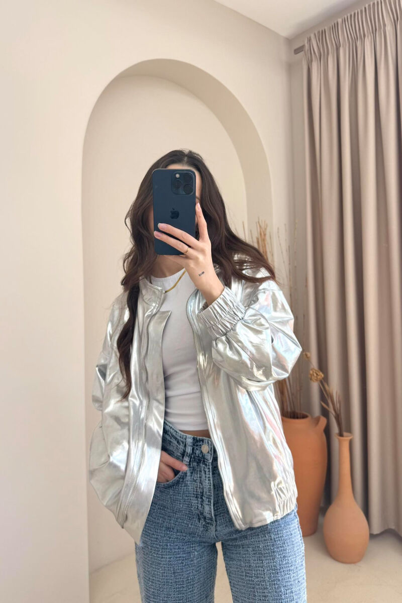 SIMPLE WOMAN JACKET IN SILVER COLOR - 4