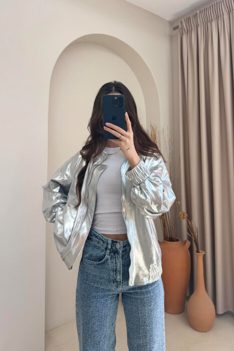 SIMPLE WOMAN JACKET IN SILVER COLOR - 5