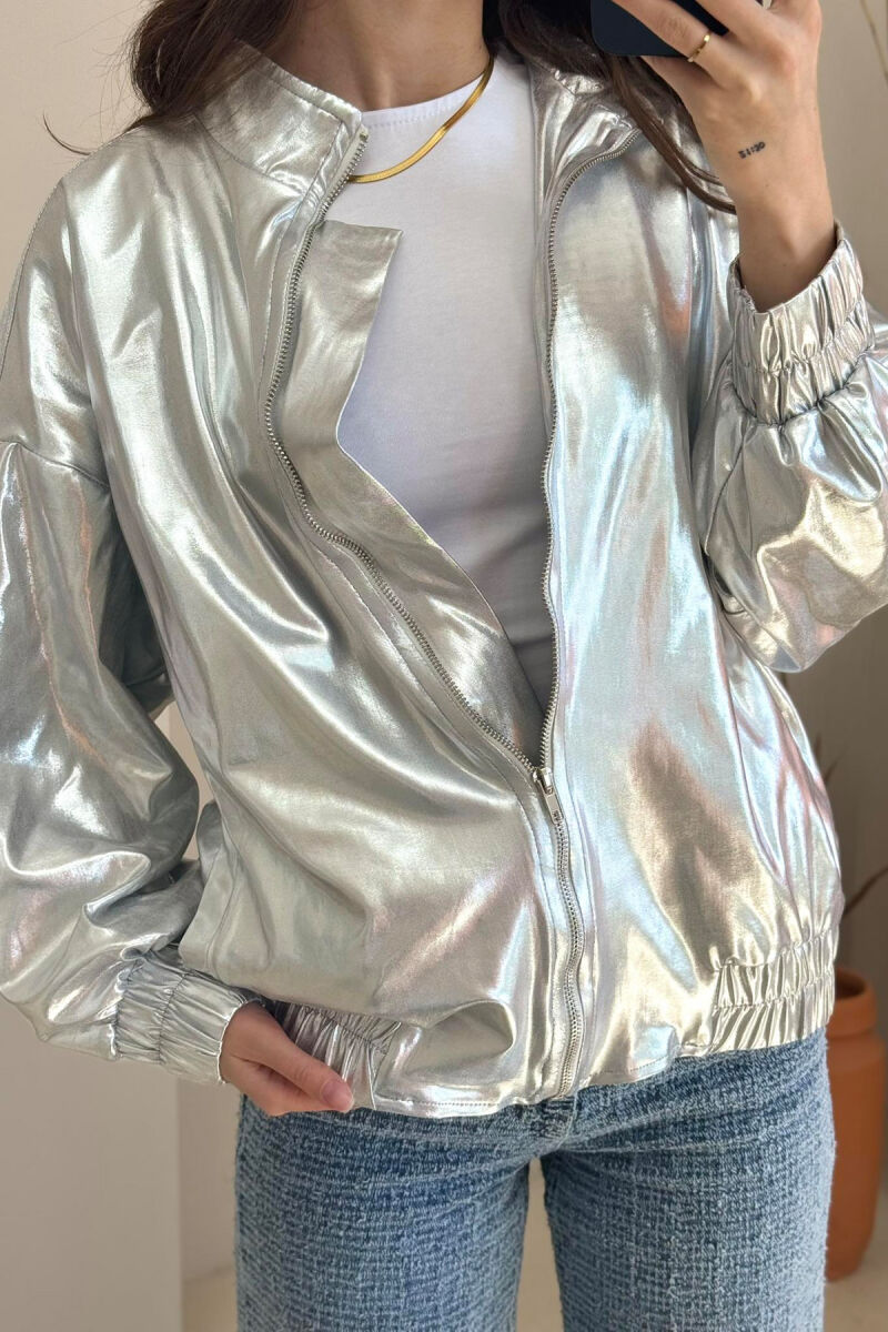 SIMPLE WOMAN JACKET IN SILVER COLOR - 6