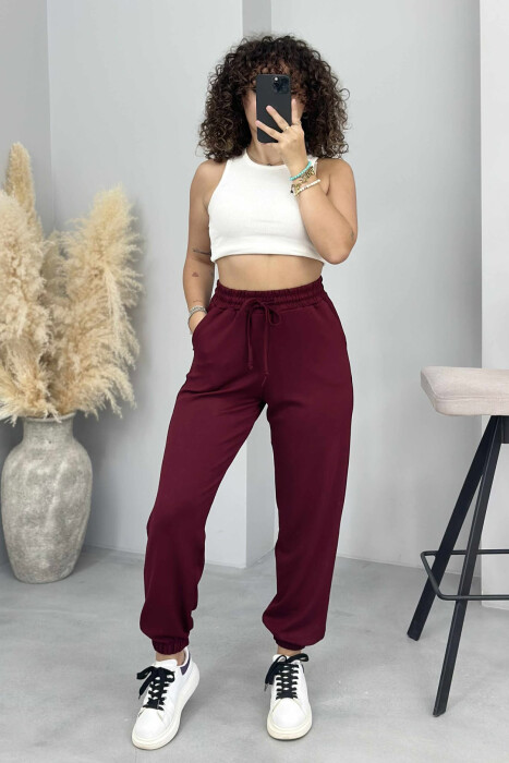 ONE COLOR WOMEN JOGGERS BURGUNDY/VISHNJE - 1