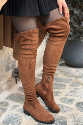 SIMPLE WOMEN KNEE HIGH BOOTS BROWN/KAFE 