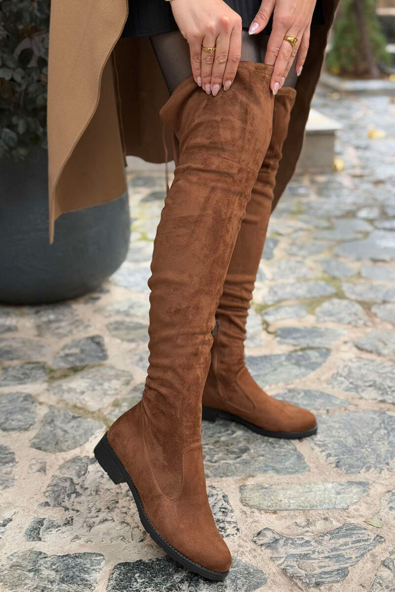 SIMPLE WOMEN KNEE HIGH BOOTS BROWN/KAFE - 3