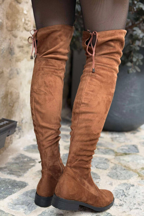 SIMPLE WOMEN KNEE HIGH BOOTS BROWN/KAFE - 4