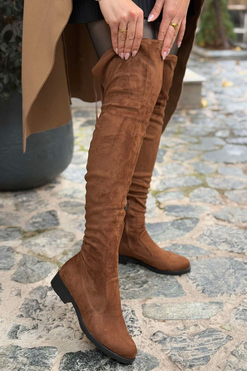 SIMPLE WOMEN KNEE HIGH BOOTS BROWN/KAFE - 5