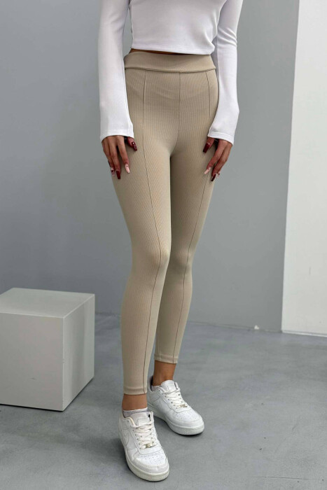 SIMPLE WOMEN LEGGINGS IN BEIGE COLOR - 2