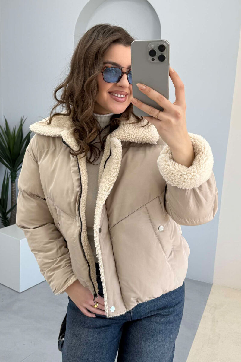 SIMPLE WOMEN PUFFER JACKET BEIGE/BEZHE - 3