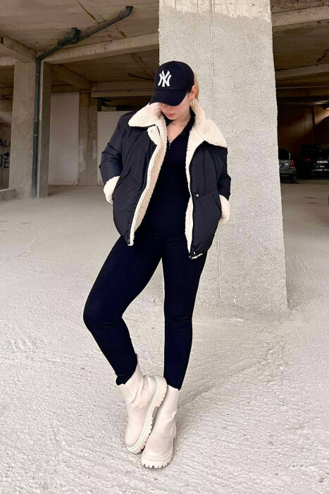 SIMPLE WOMEN PUFFER JACKET IN BLACK COLOR 