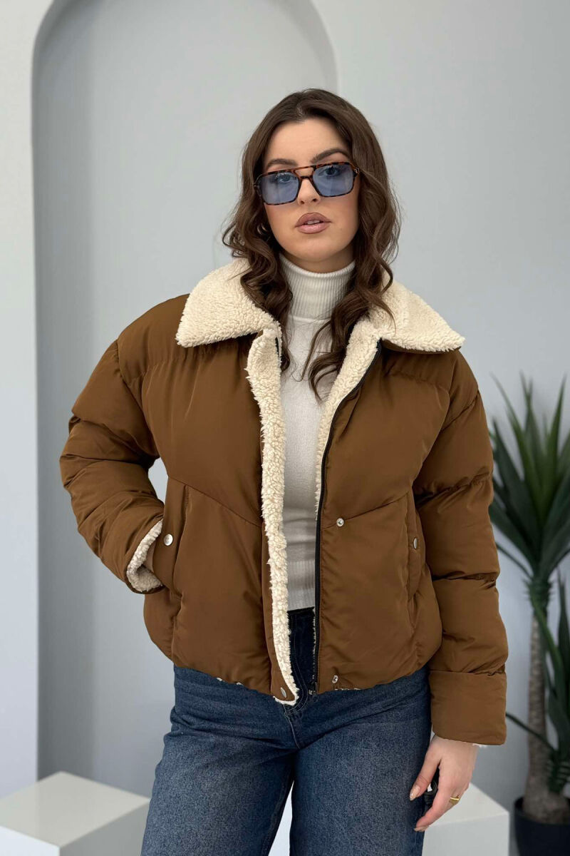 SIMPLE WOMEN PUFFER JACKET BROWN/KAFE - 1