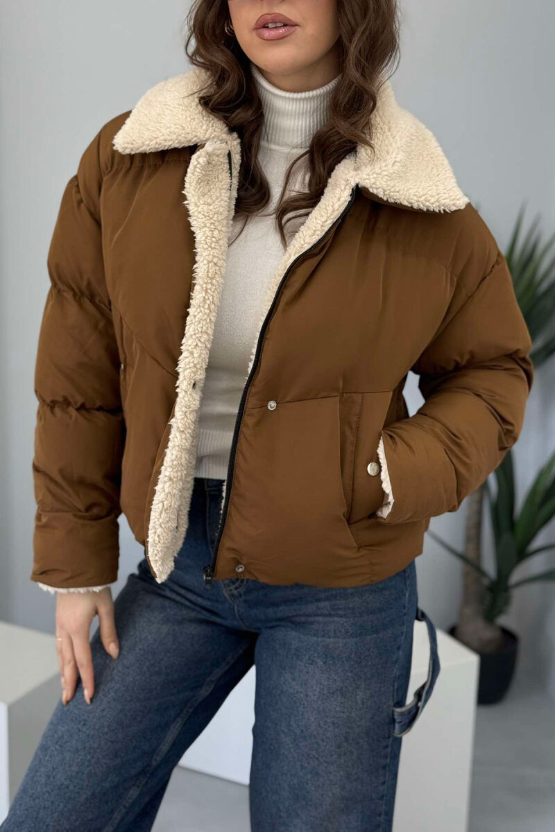 SIMPLE WOMEN PUFFER JACKET BROWN/KAFE - 2