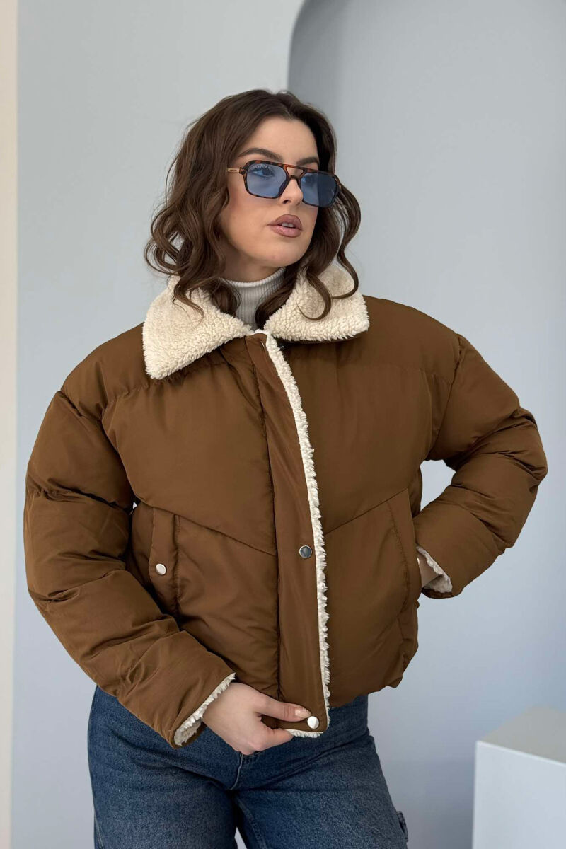 SIMPLE WOMEN PUFFER JACKET BROWN/KAFE - 3