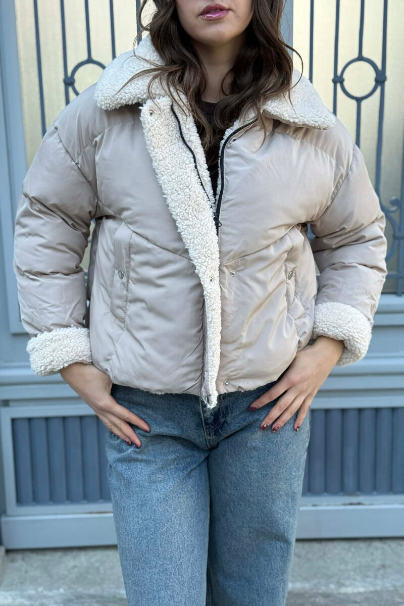SIMPLE WOMEN PUFFER JACKET BEIGE/BEZHE - 3