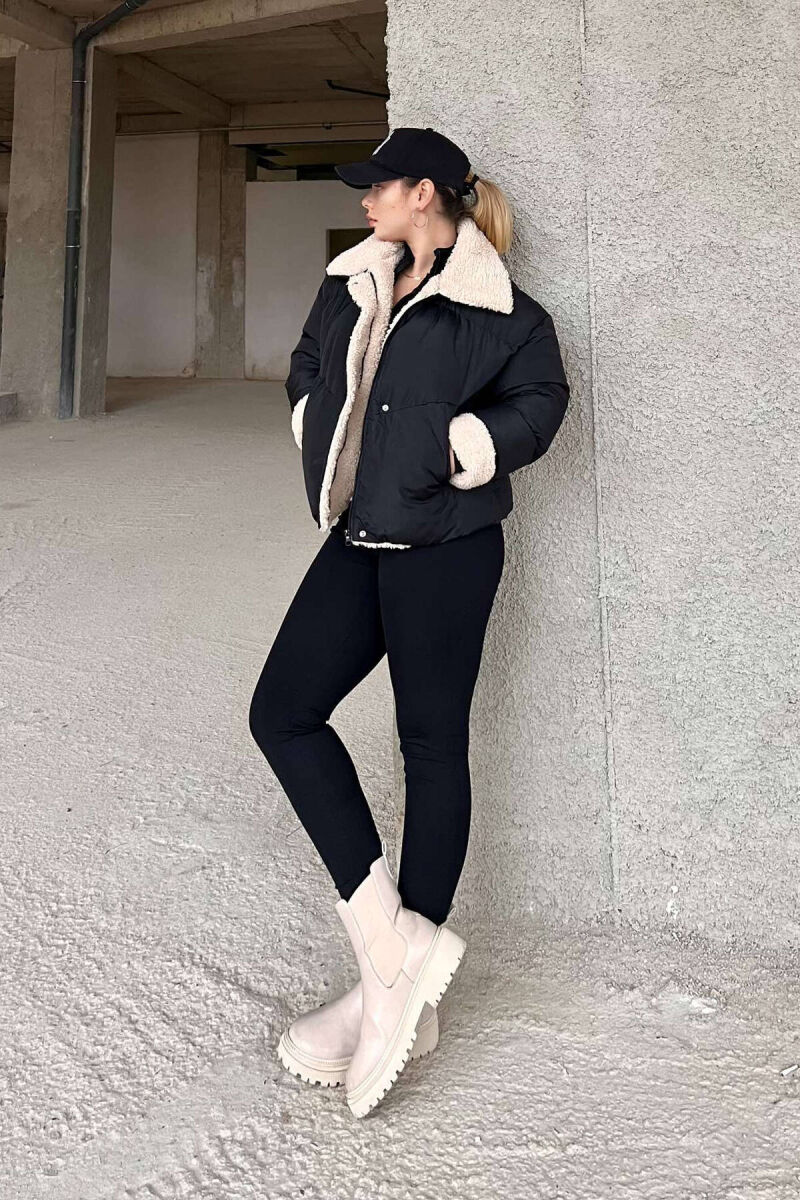 SIMPLE WOMEN PUFFER JACKET IN BLACK COLOR - 5