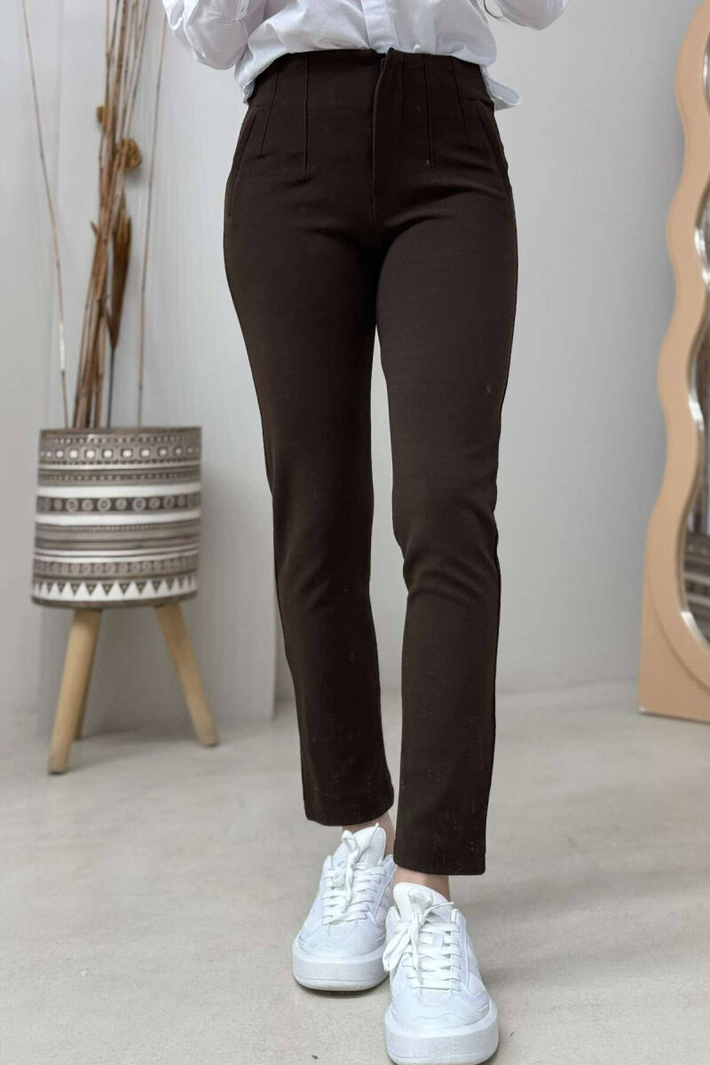 SIMPLE WOMEN TROUSERS IN BROWN COLOR - 7