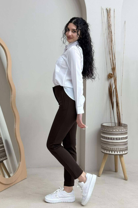 SIMPLE WOMEN TROUSERS IN BROWN COLOR - 9