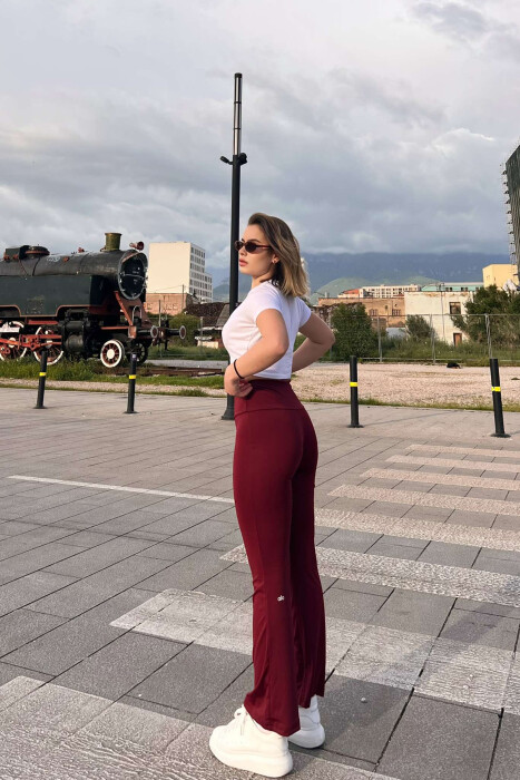 SIMPLE WOMAN LEGGINGS IN DARK BURGUNDY COLOR - 4