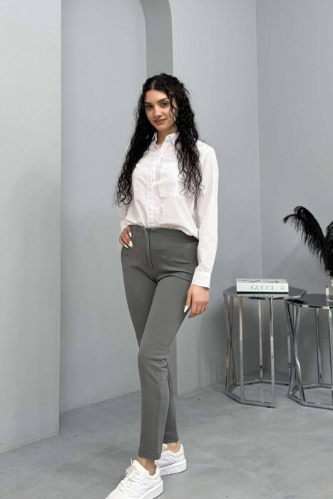 SIMPLE WOMEN TROUSERS IN GREY COLOR - 1