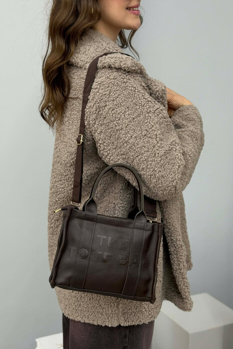 SIMPLE WRITTINGS LEATHER WOMEN BAG DARK BROWN/KAE - KLAUDIO FASHION