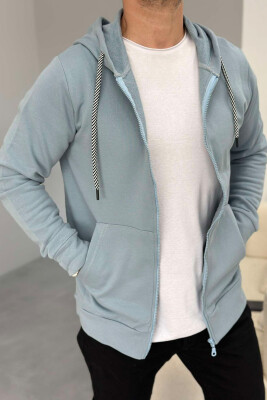 SIMPLE ZIPPER HOOD MEN JACKET LIGHTBLUE/BZ 