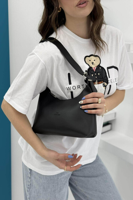 SIMPLE ZIPPER ONE COLOR WOMEN BAG BLACK/ E ZEZE 