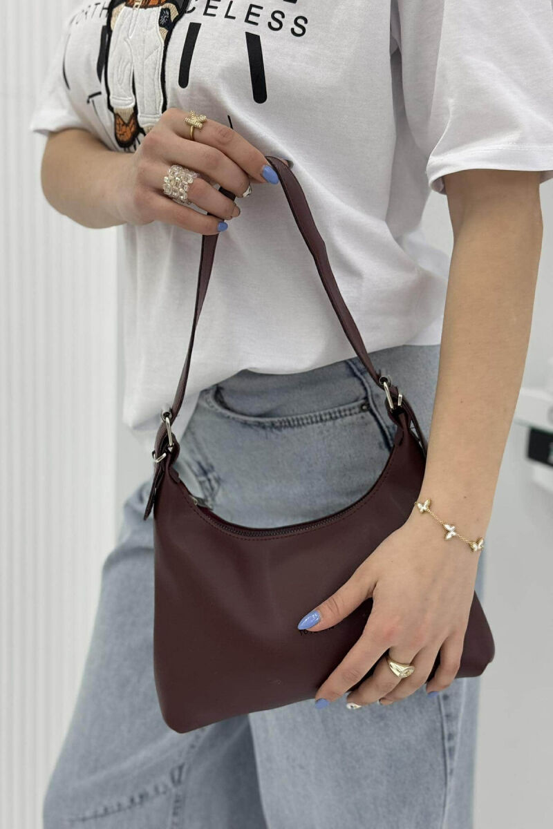 SIMPLE ZIPPER ONE COLOR WOMEN BAG BURGUNDY/VISHNJE - 3