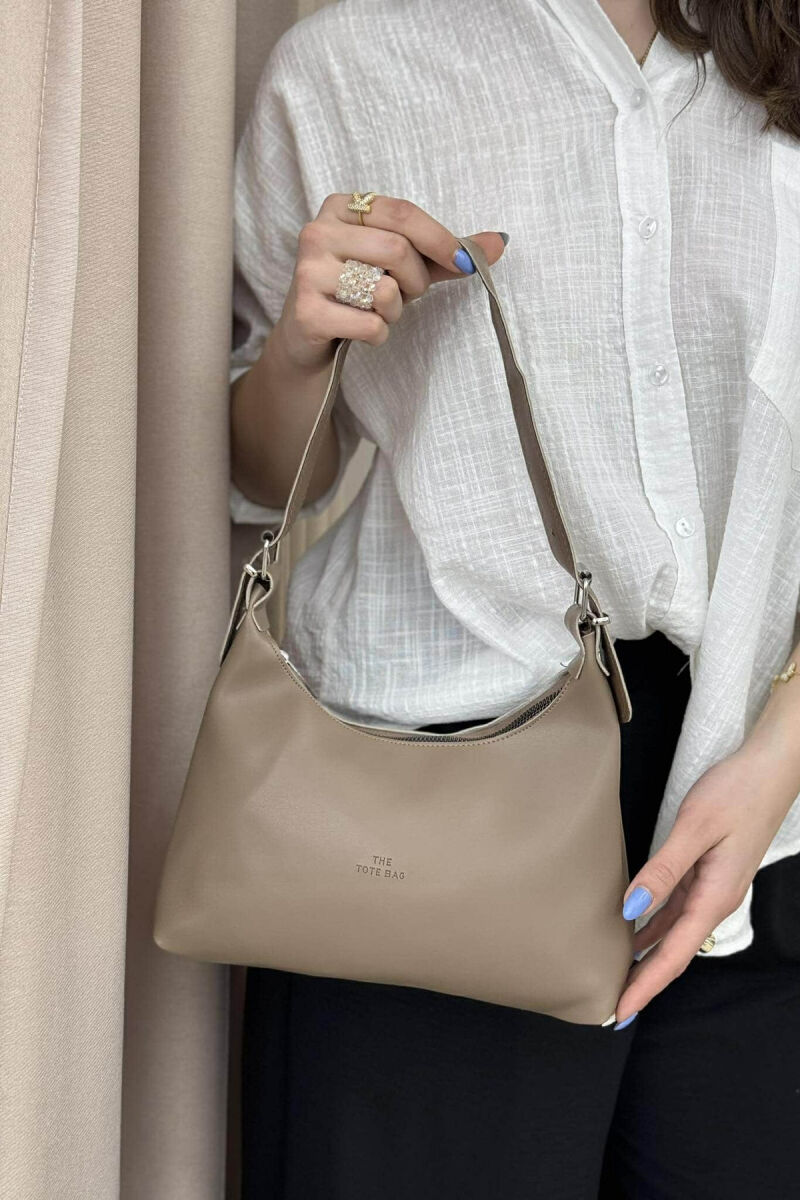 SIMPLE ZIPPER ONE COLOR WOMEN BAG LIGHT BROWN/KAZB - 1