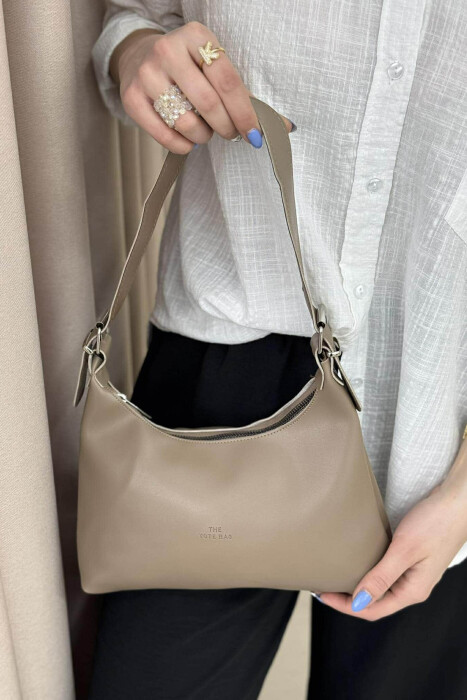 SIMPLE ZIPPER ONE COLOR WOMEN BAG LIGHT BROWN/KAZB - 4