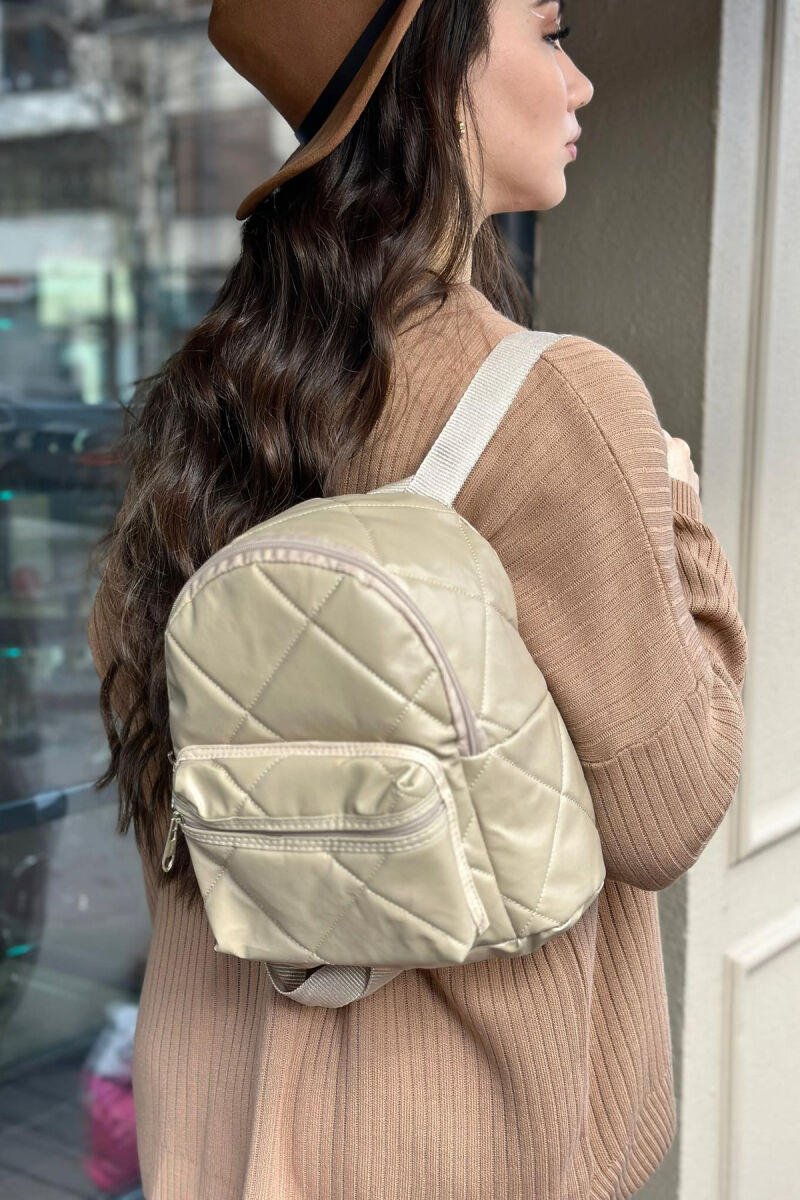 SIMPLE ZIPPER SMALL WOMAN BACKPACK BEIGE/BEZHE - 2