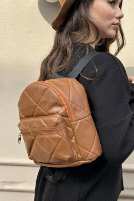 SIMPLE ZIPPER SMALL WOMAN BACKPACK BROWN/KAFE 