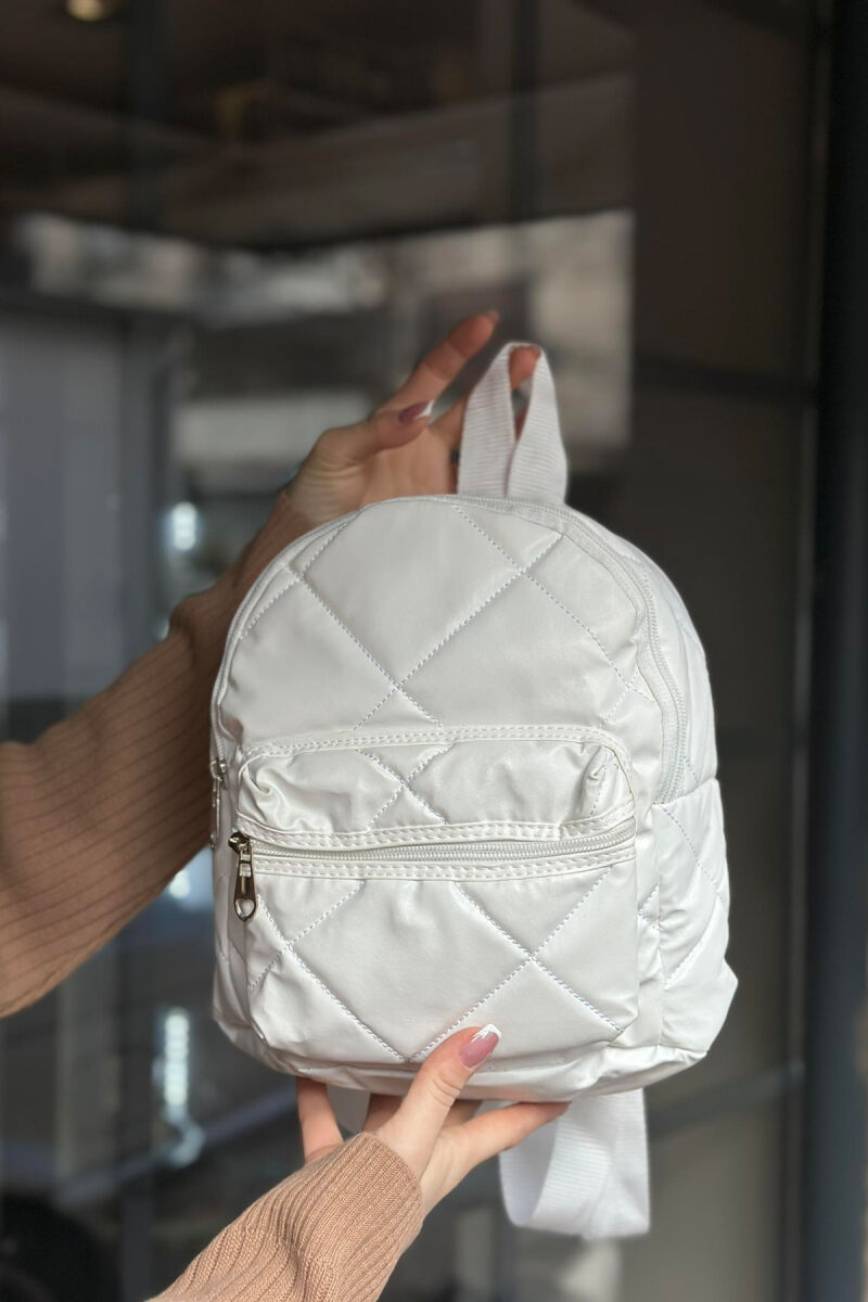 SIMPLE ZIPPER SMALL WOMAN BACKPACK WHITE-E BARDHE - 2