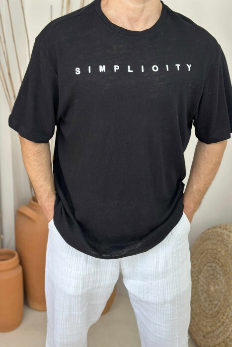SIMPLIOITY WRITTING ROUND NECK MEN T-SHIRT BLACK/ E ZEZE - 2