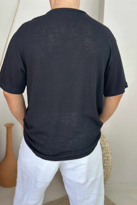 SIMPLIOITY WRITTING ROUND NECK MEN T-SHIRT BLACK/ E ZEZE - 3